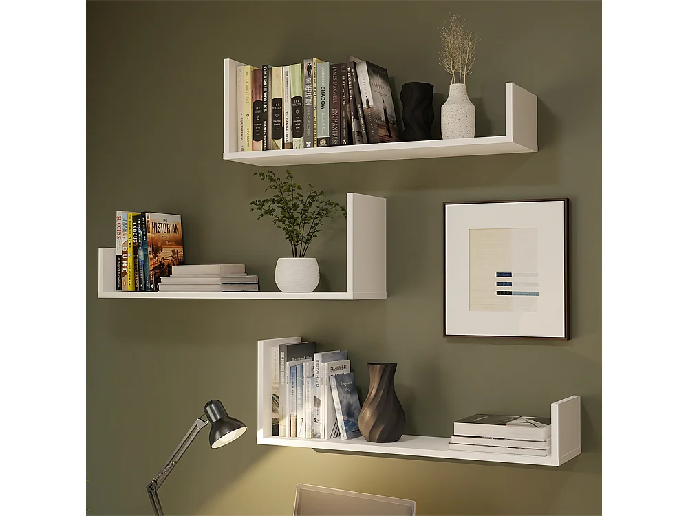 Set mensole da parete moderne bianco opaco MNT3
