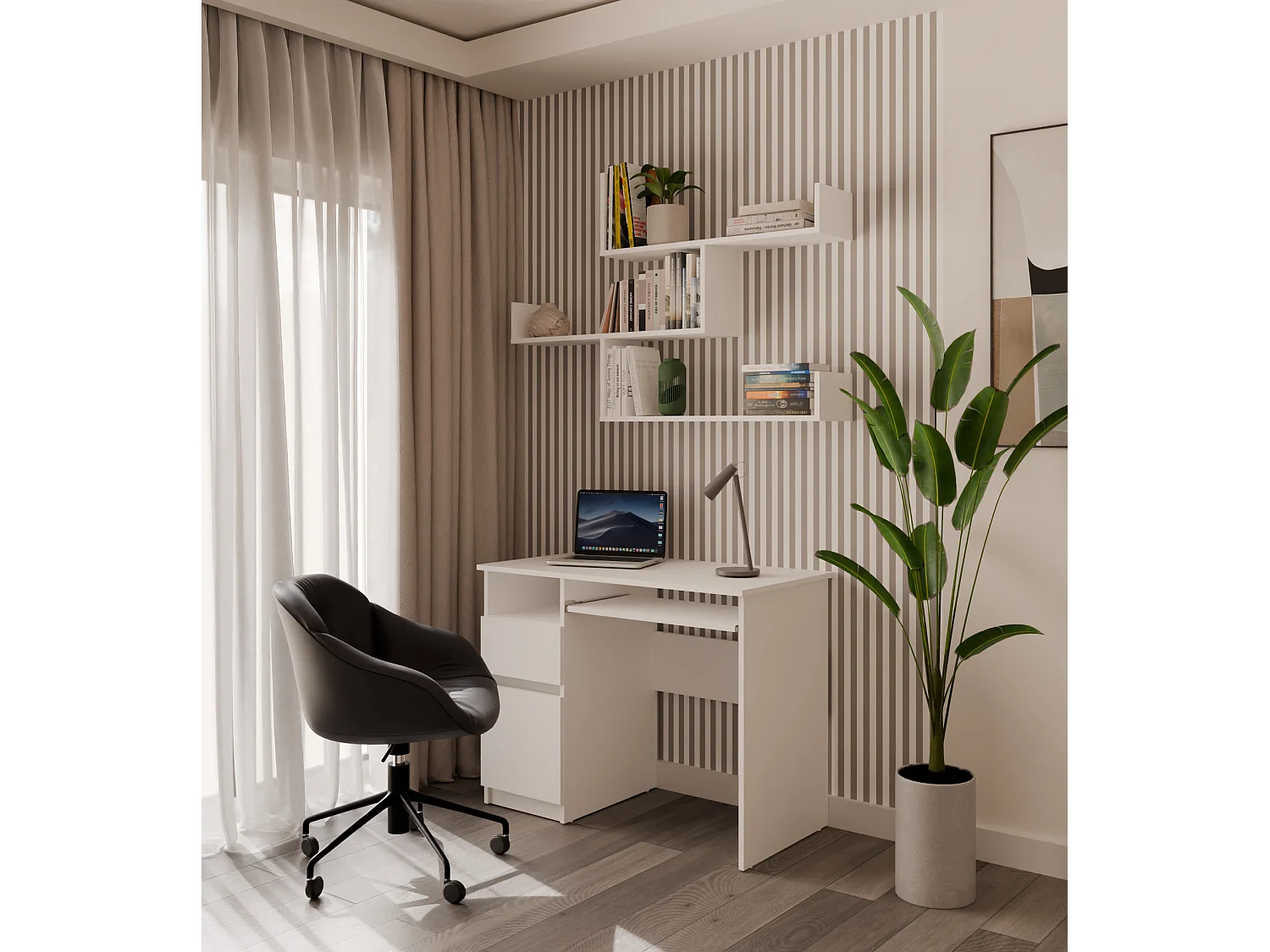 Set mensole da parete moderne bianco opaco MNT3