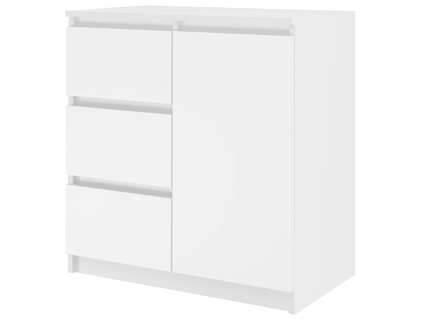 Madia moderna 75 cm per soggiorno con 3 cassetti in bianco MT5