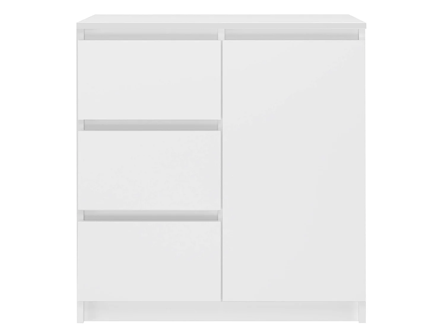 Madia moderna 75 cm per soggiorno con 3 cassetti in bianco MT5