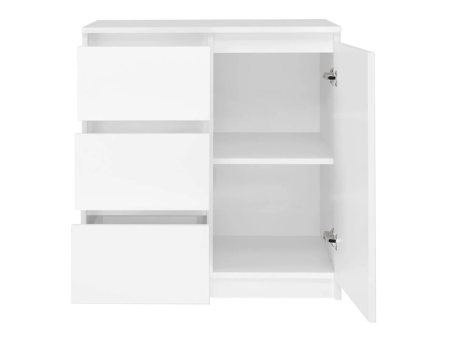 Madia moderna 75 cm per soggiorno con 3 cassetti in bianco MT5