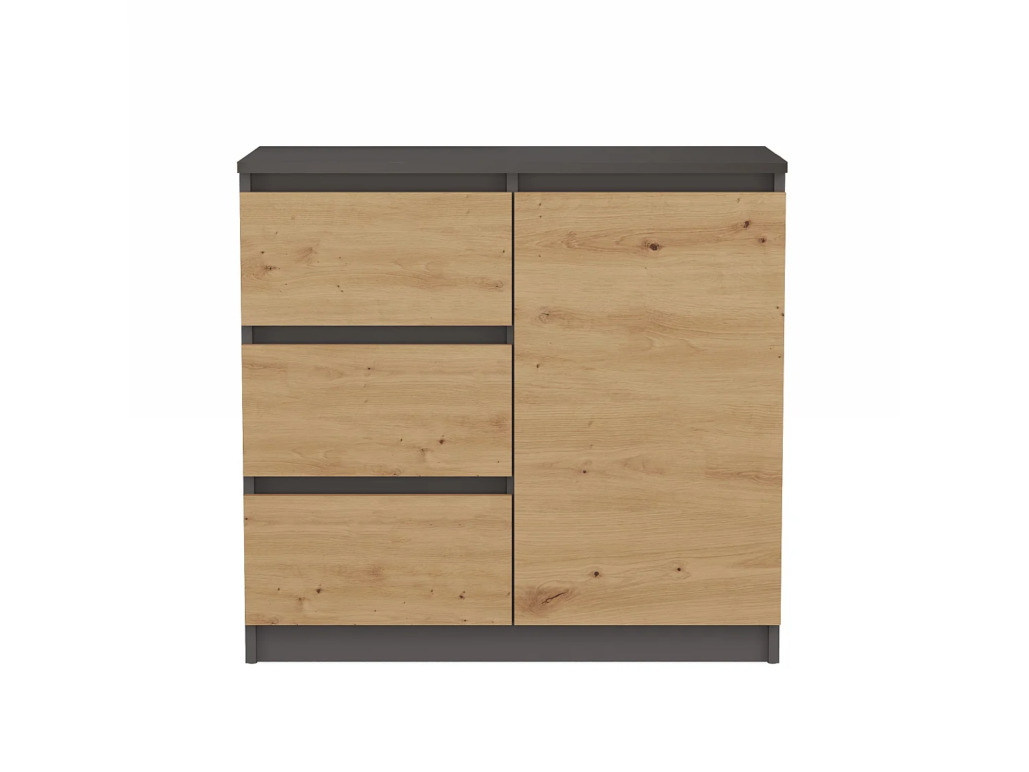 Madia moderna 75 cm per soggiorno con 3 cassetti in rovere/antracite MT5
