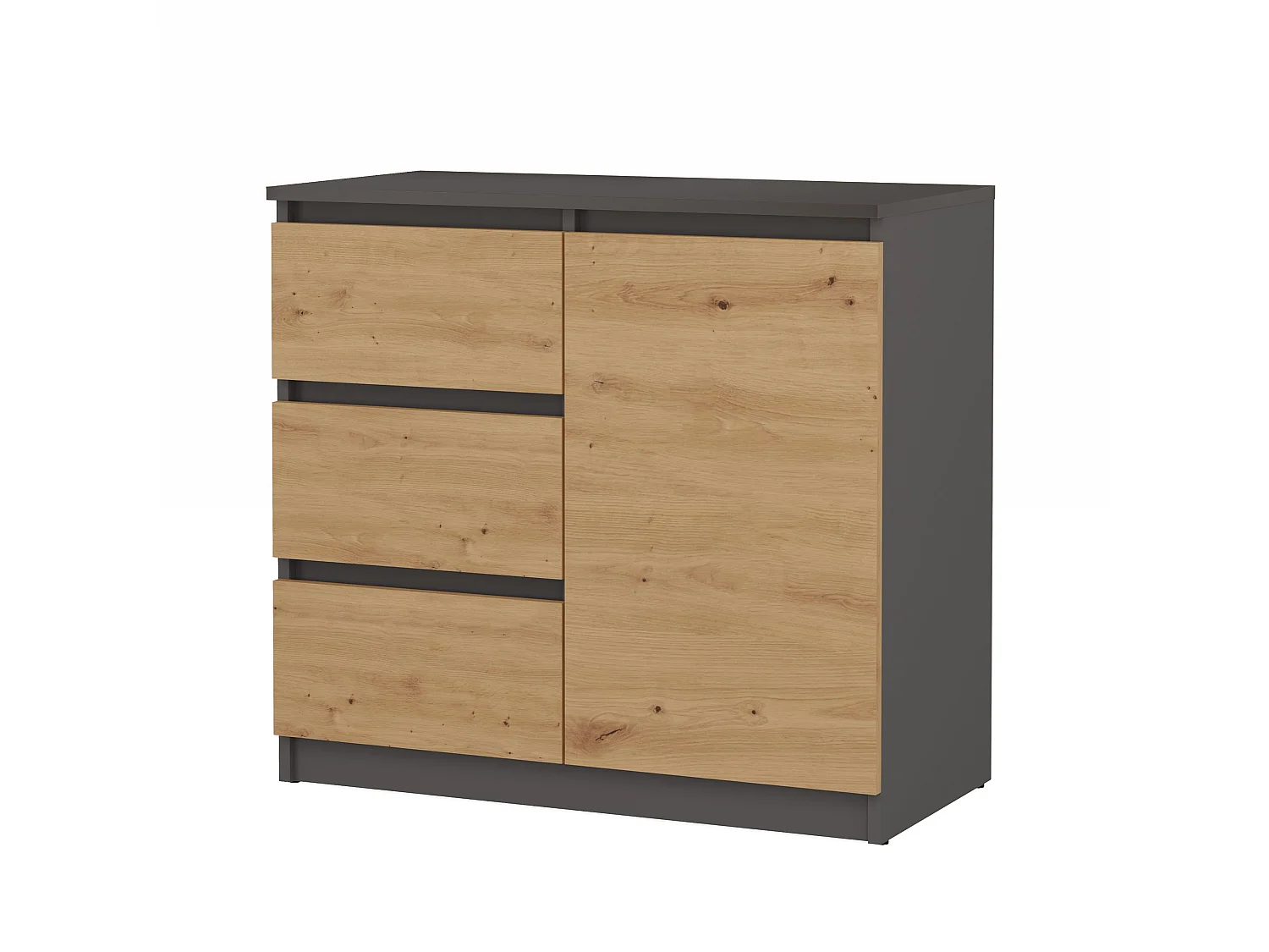 Madia moderna 75 cm per soggiorno con 3 cassetti in rovere/antracite MT5