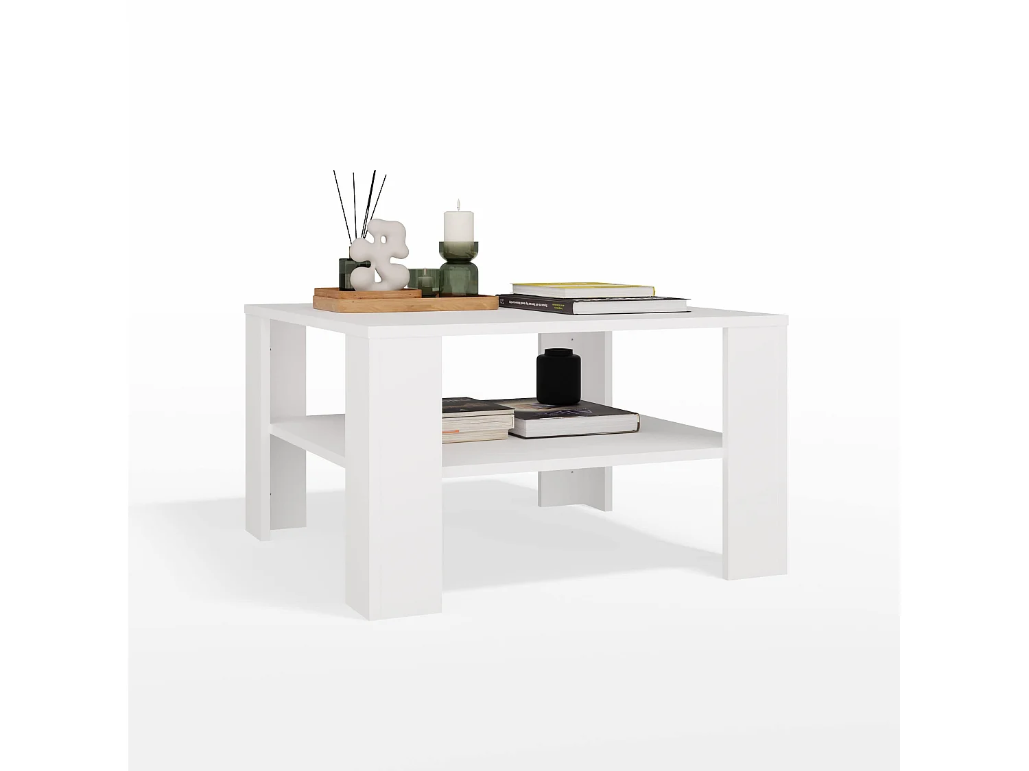 Tavolino da salotto moderno 68x68x40 bianco TST17