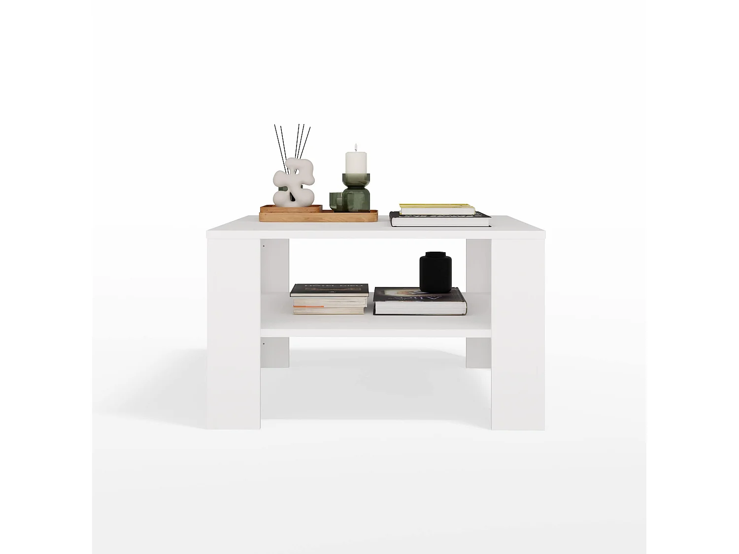 Tavolino da salotto moderno 68x68x40 bianco TST17