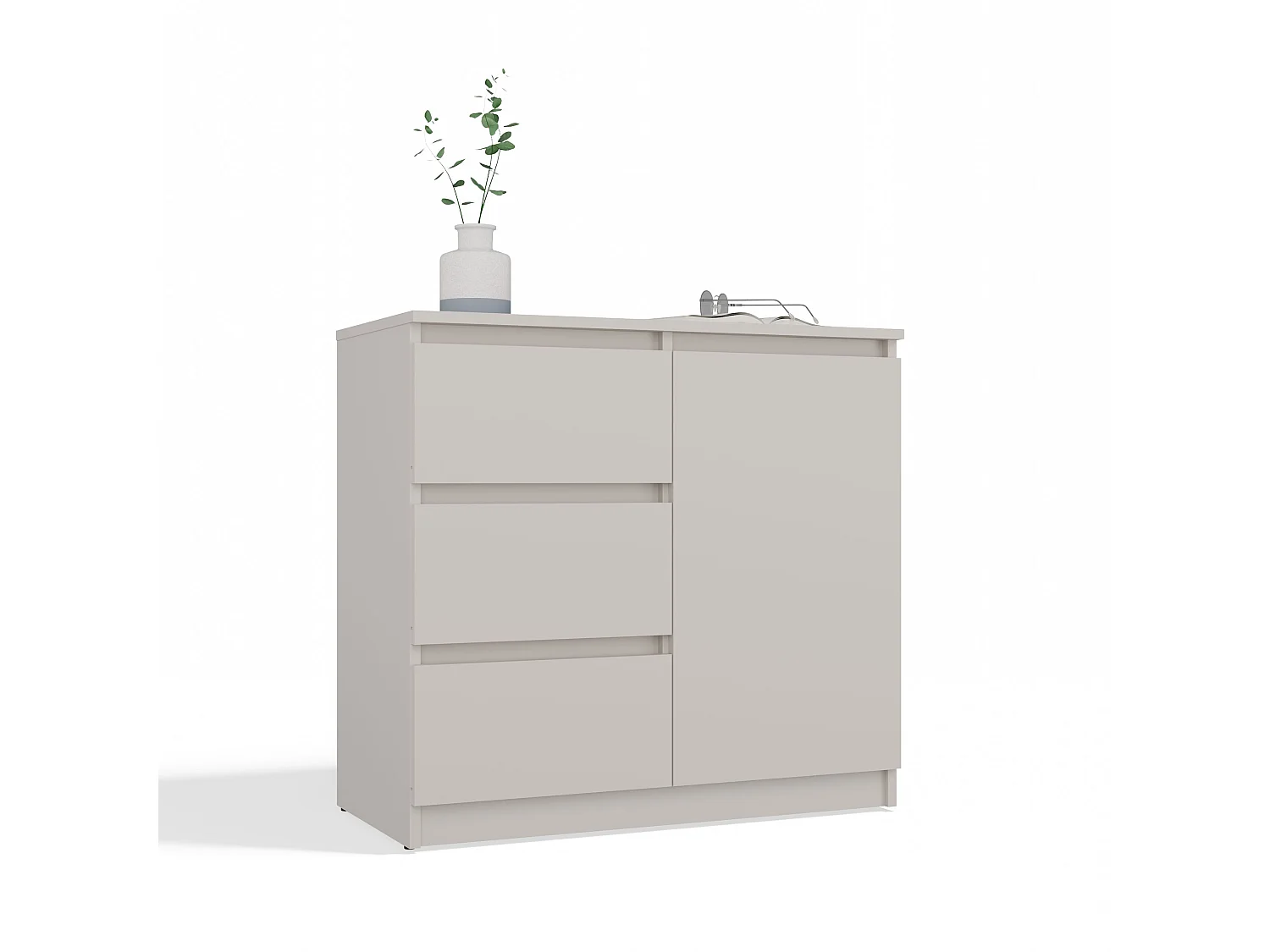 Madia moderna 75 cm per soggiorno con 3 cassetti in beige MT5