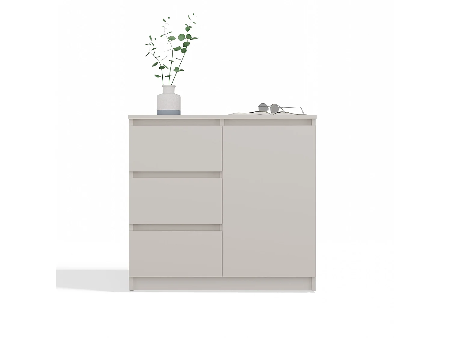 Madia moderna 75 cm per soggiorno con 3 cassetti in beige MT5