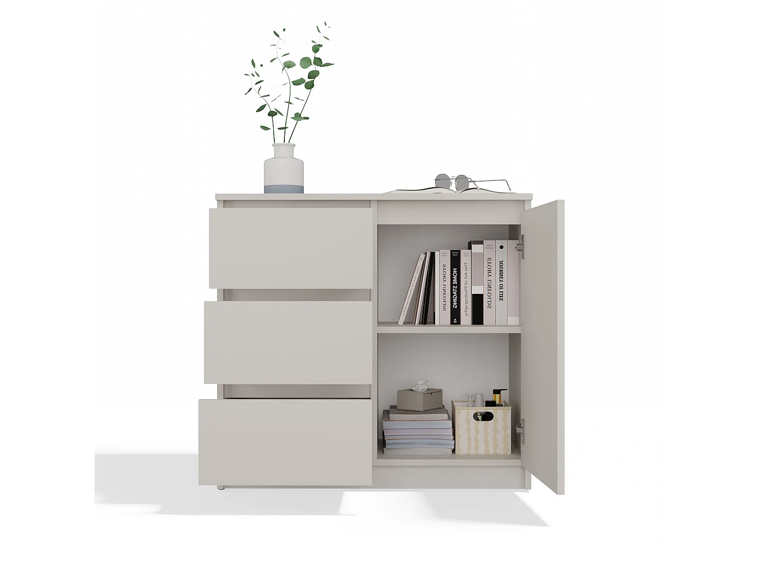 Madia moderna 75 cm per soggiorno con 3 cassetti in beige MT5