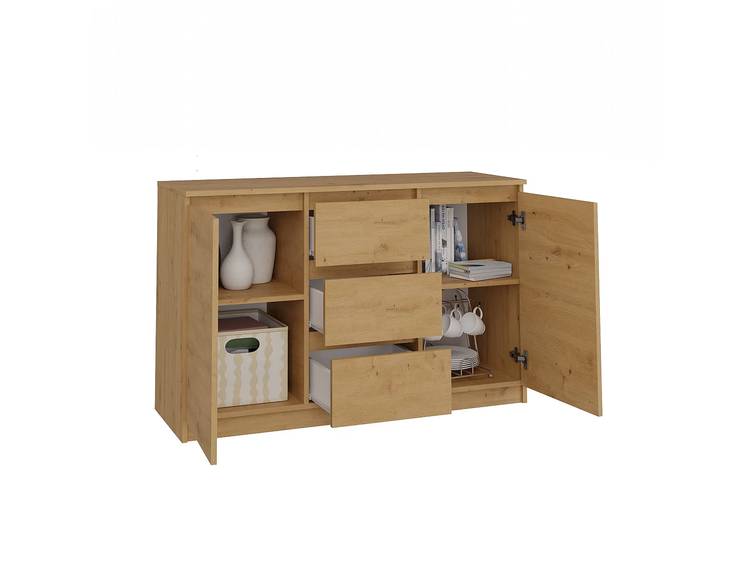 Madia 120 cm con cassetti e ante rovere MT8