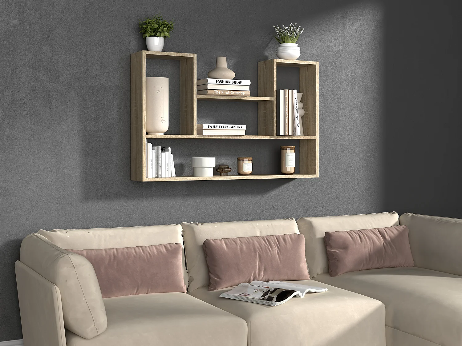Mensola moderna 100x60 cm rovere chiaro MNT4