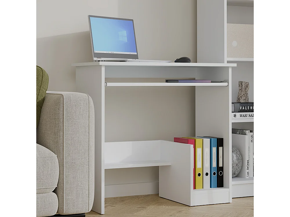 Scrivania moderna con ripiani 80x75 cm bianco opaco SCT17