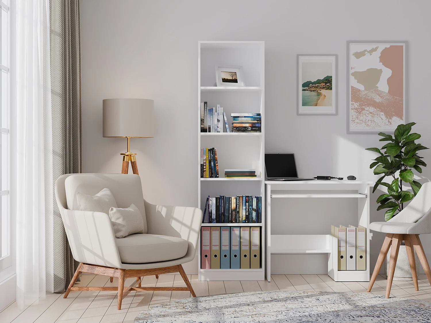 Scrivania moderna con ripiani 80x75 cm bianco opaco SCT17