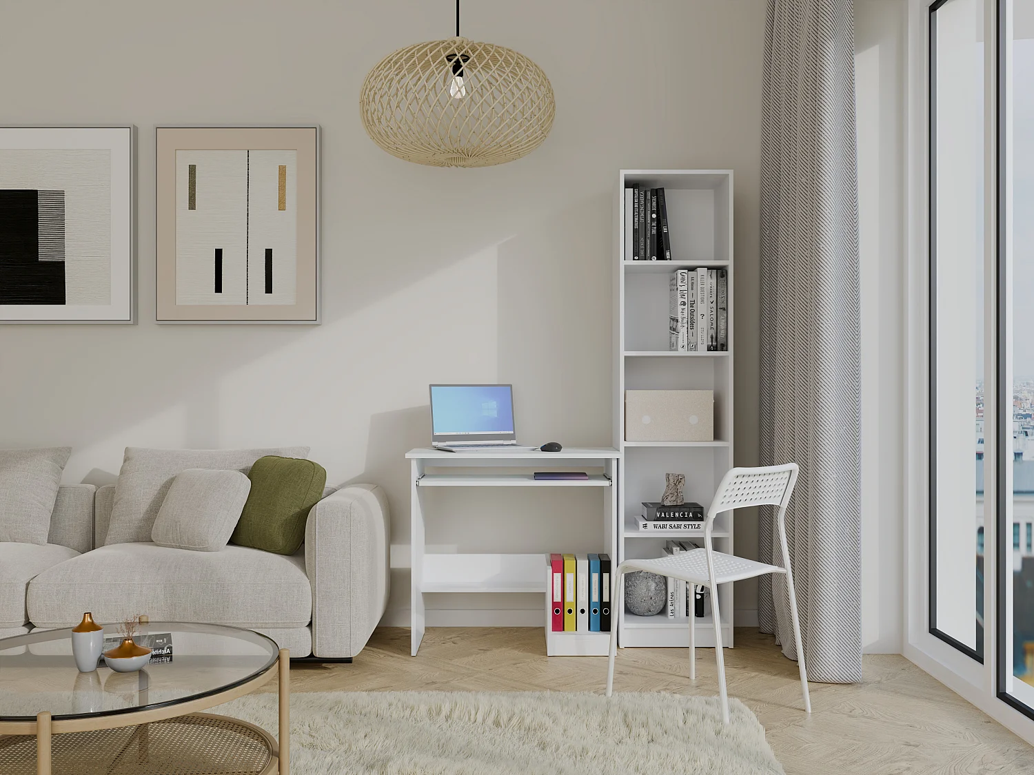 Scrivania moderna con ripiani 80x75 cm bianco opaco SCT17