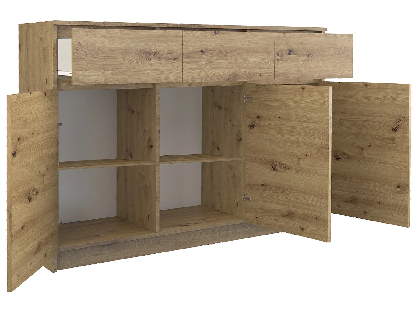 Madia alta 120x97cm con 3 ante e 3 cassetti rovere MT11