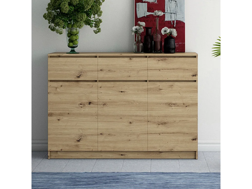 Madia alta 120x97cm con 3 ante e 3 cassetti rovere MT11