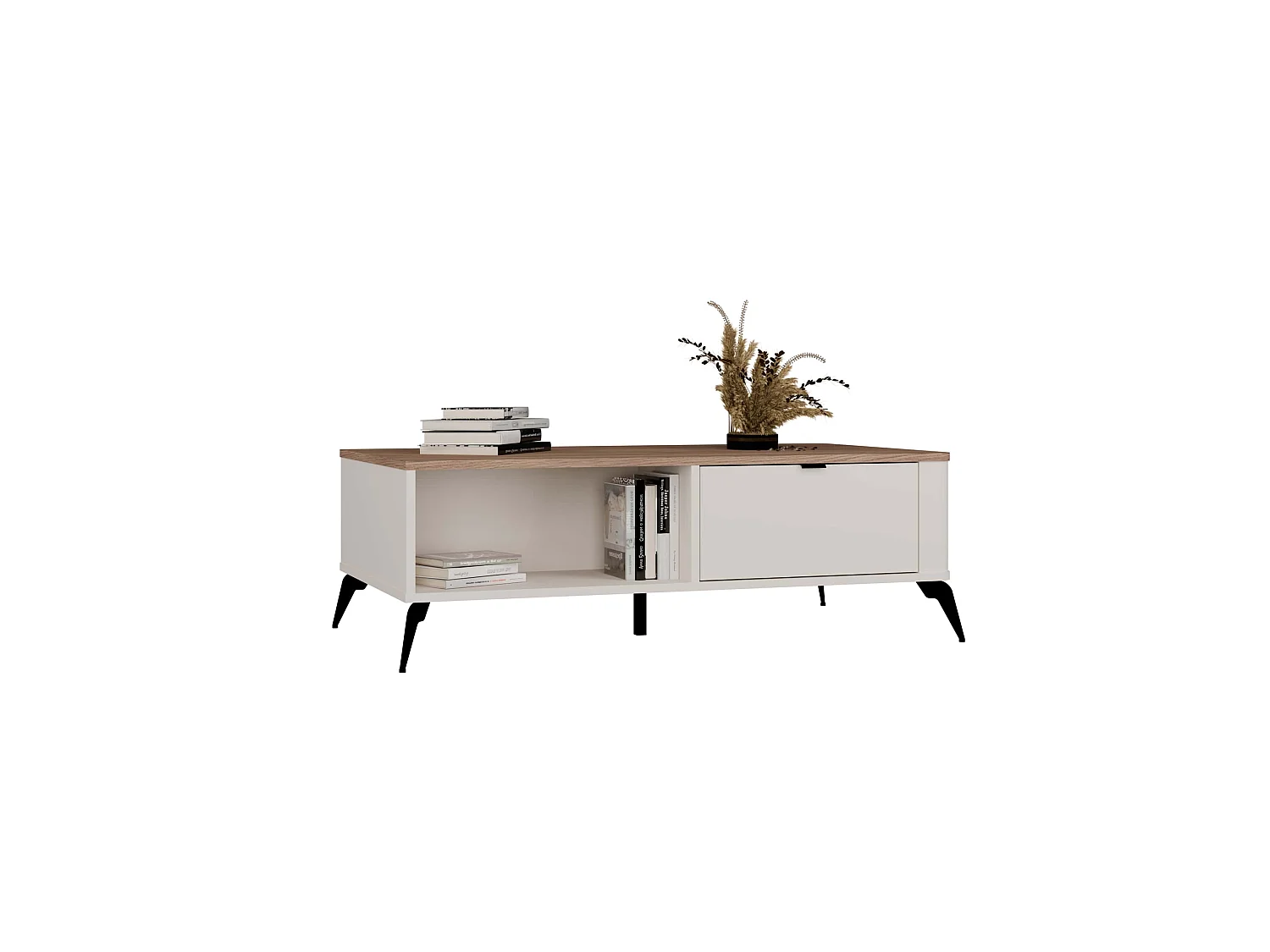 Tavolino da salotto 110X63 beige e rovere TST14