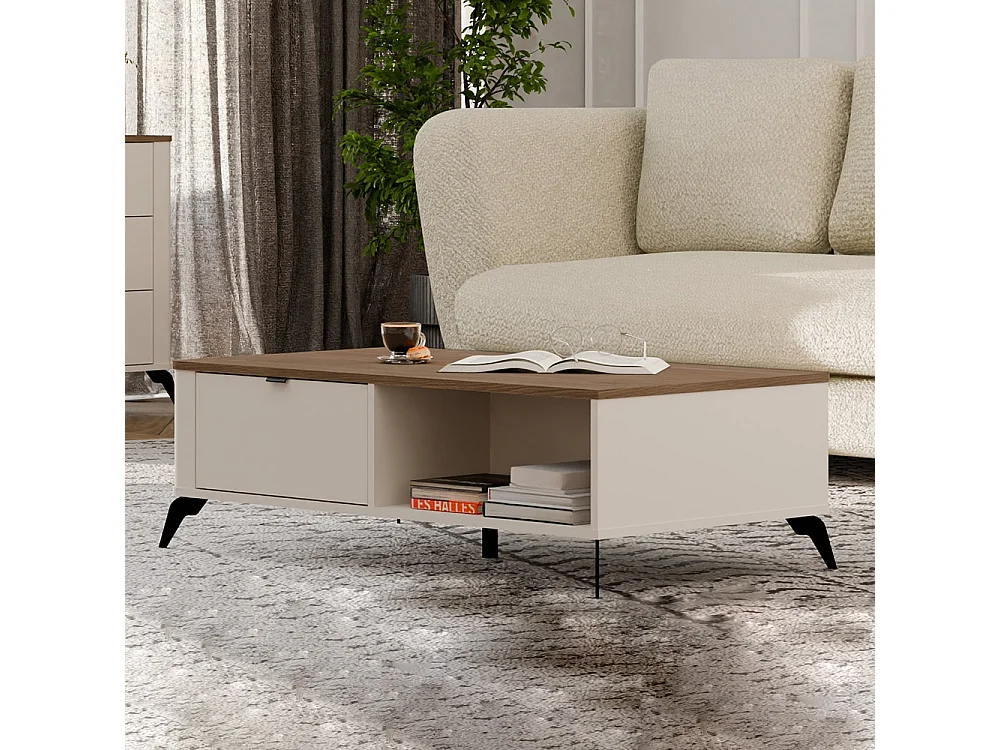 Tavolino da salotto 110X63 beige e rovere TST14