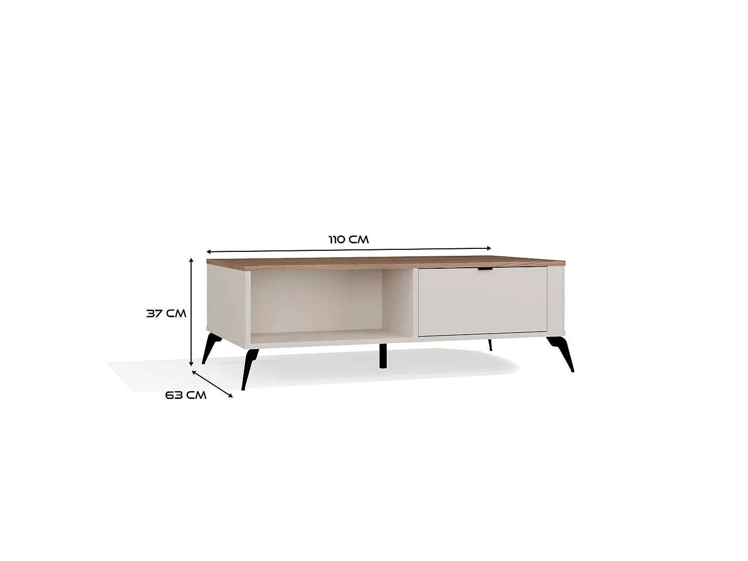 Tavolino da salotto 110X63 beige e rovere TST14
