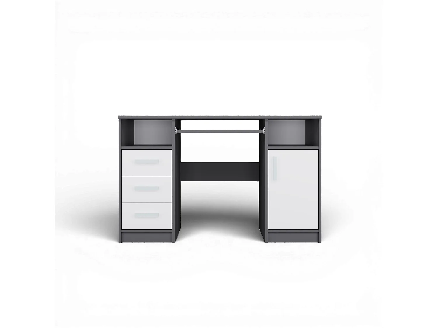 Scrivania 120x75 cm con ante e cassetti bianco/antracite SCT10