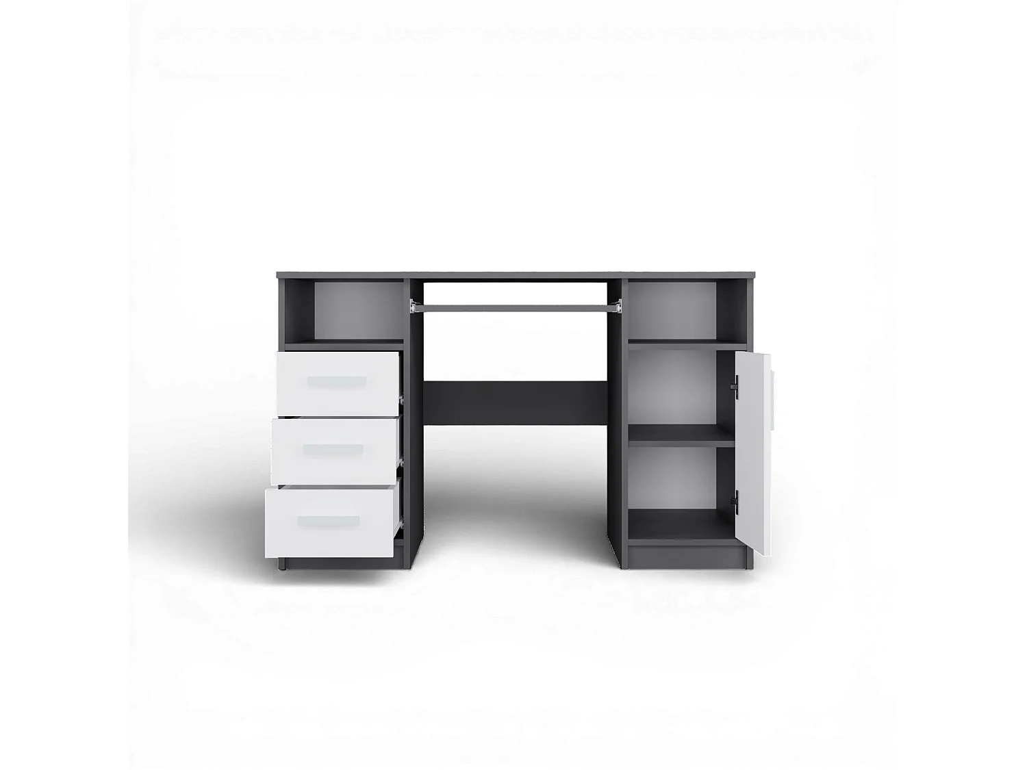 Scrivania 120x75 cm con ante e cassetti bianco/antracite SCT10