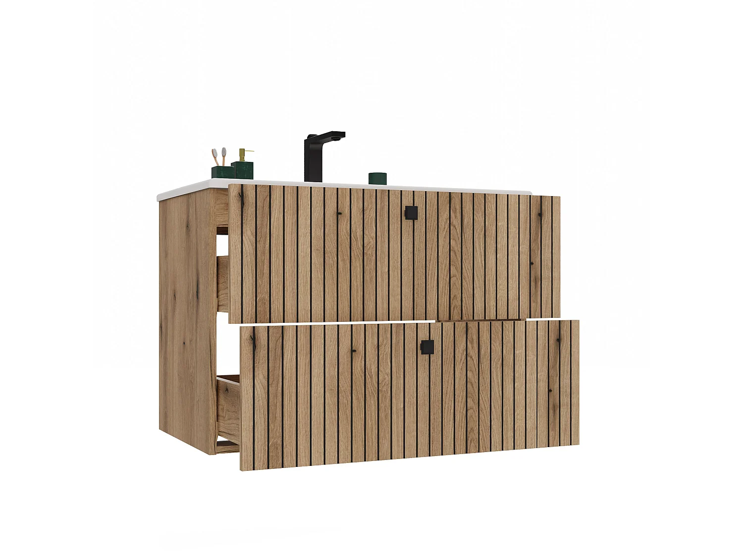 Mobile bagno sospeso 80cm con lavabo rovere antico MLBT5