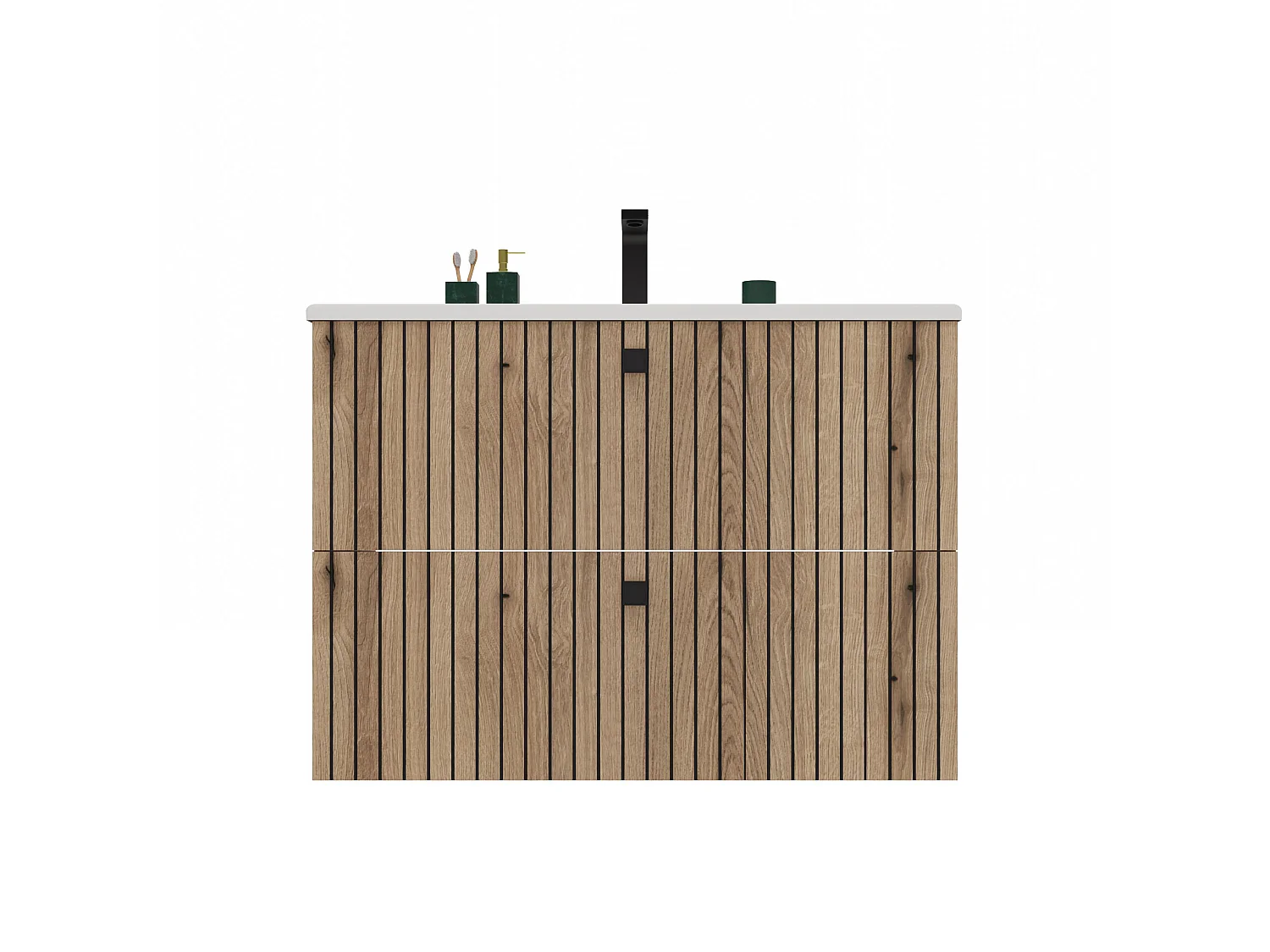 Mobile bagno sospeso 80cm con lavabo rovere antico MLBT5