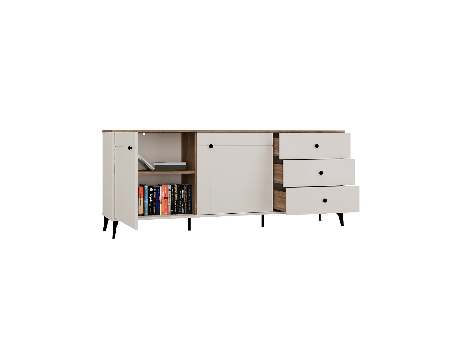 Credenza moderna 183,5 cm cashmere e rovere MT12