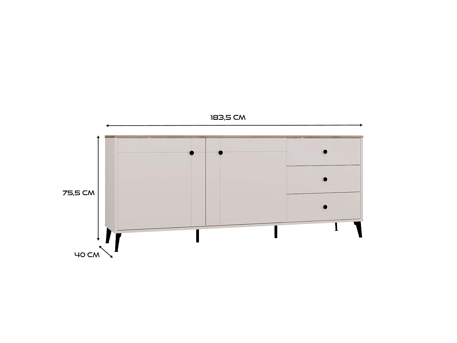 Credenza moderna 183,5 cm cashmere e rovere MT12