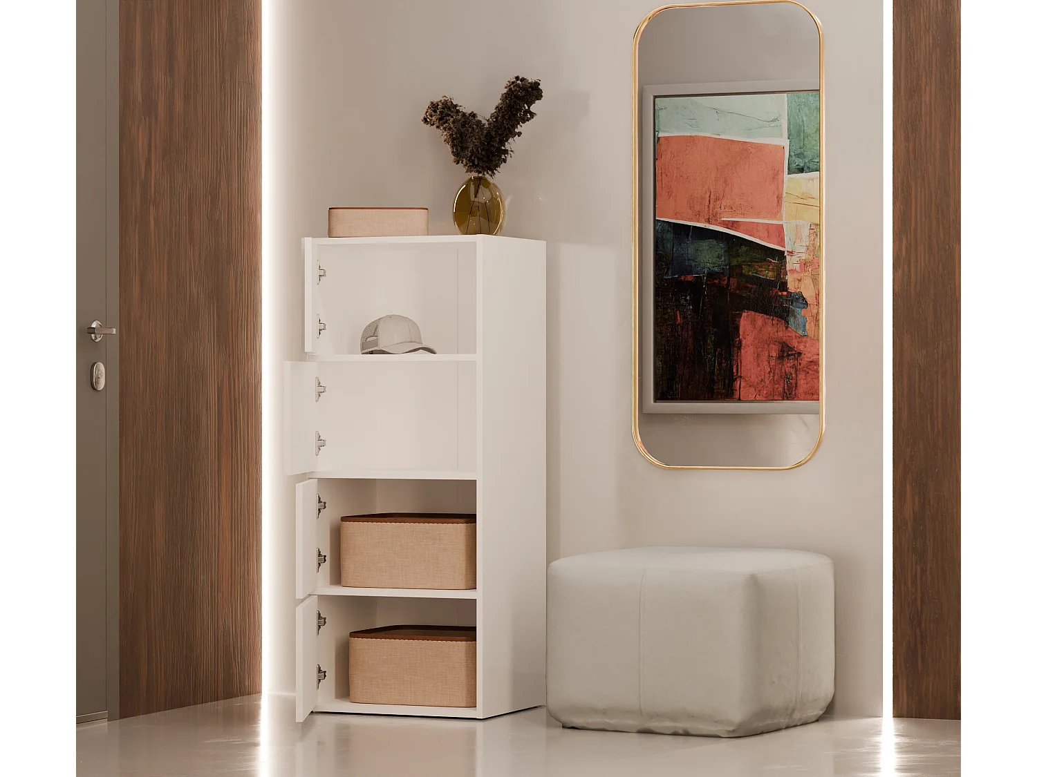Mobile multiuso 50x119 cm con ante tip-on bianco MMT1