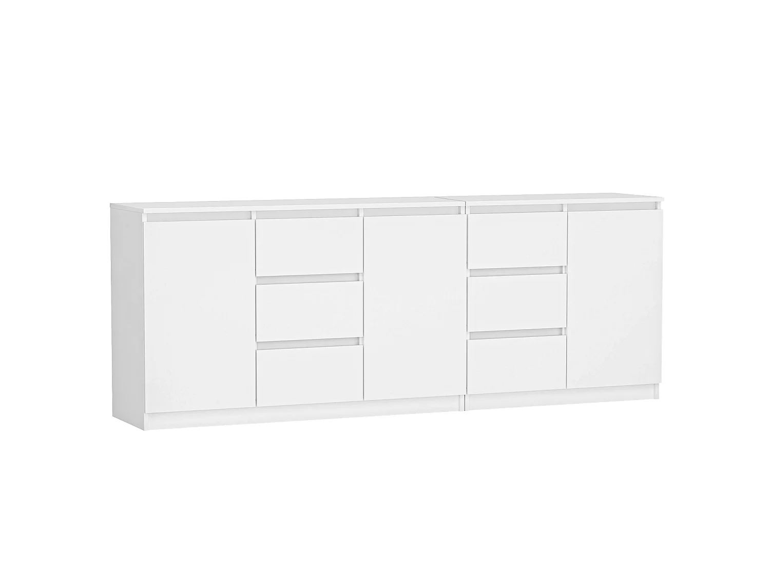 Madia moderna 200 cm con 3 ante e 6 cassetti bianca MT3