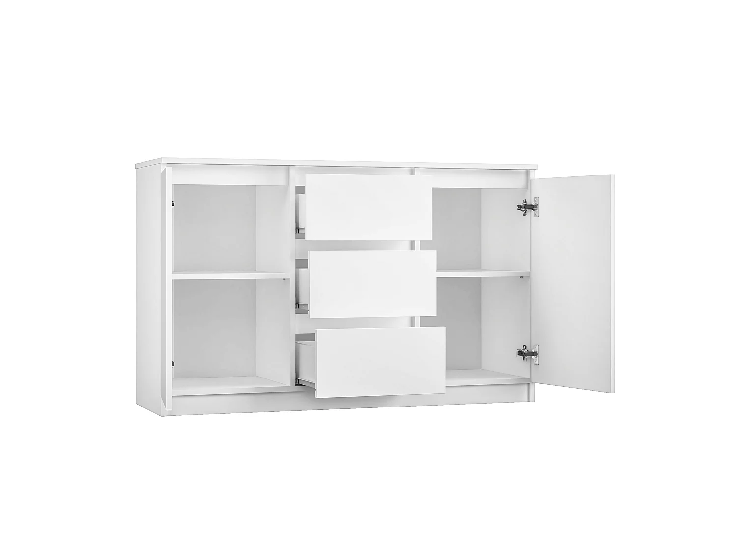 Madia moderna 200 cm con 3 ante e 6 cassetti bianca MT3
