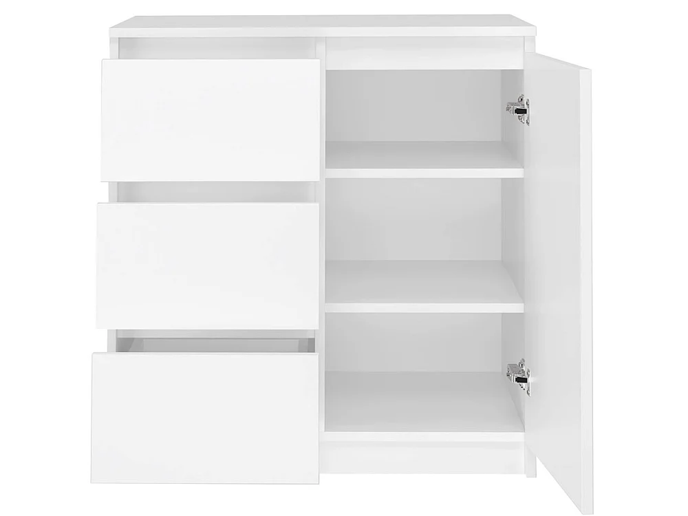 Madia moderna 200 cm con 3 ante e 6 cassetti bianca MT3
