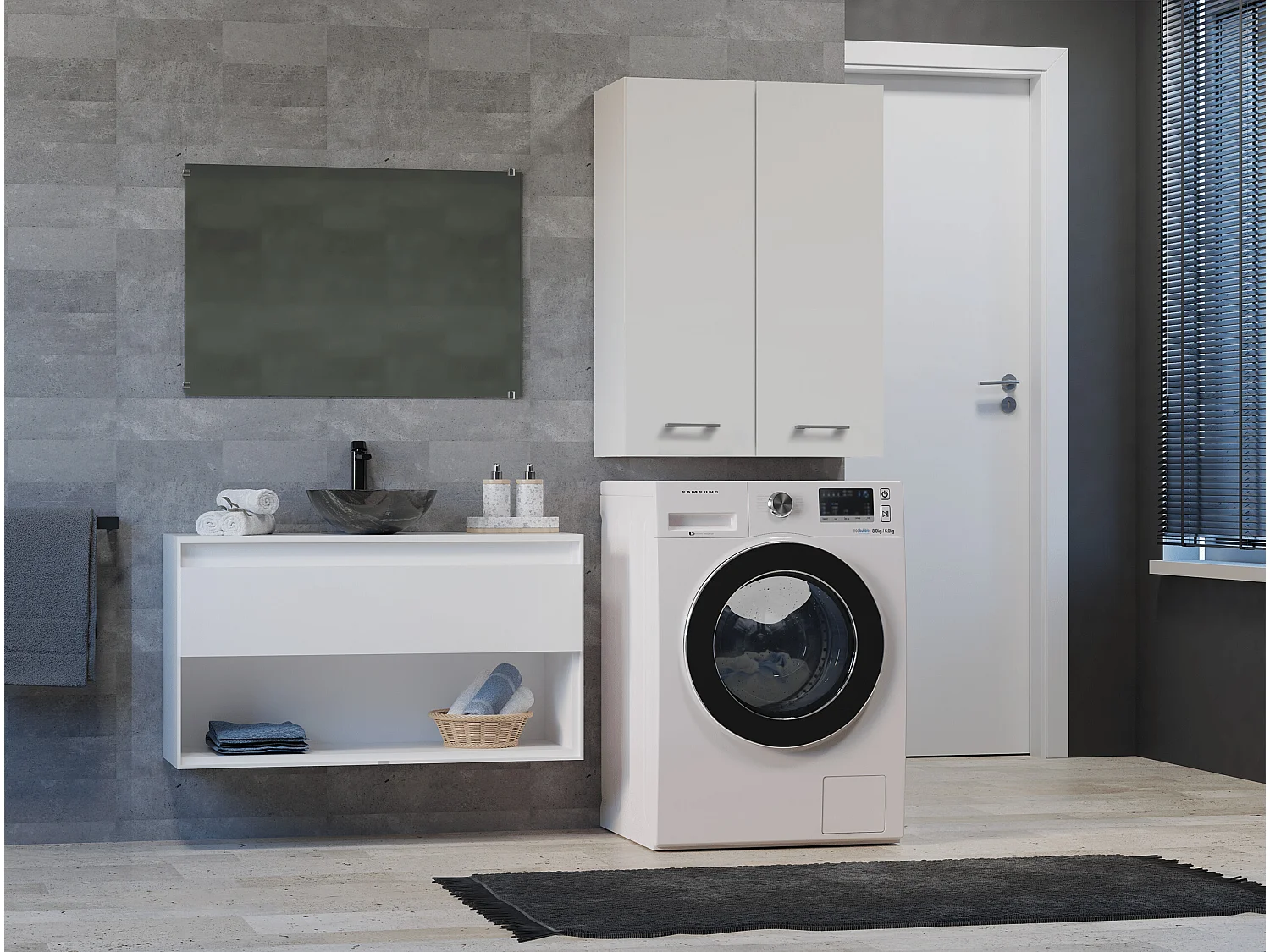 Pensile bagno 64x90 cm con 4 ripiani bianco opaco PBT5