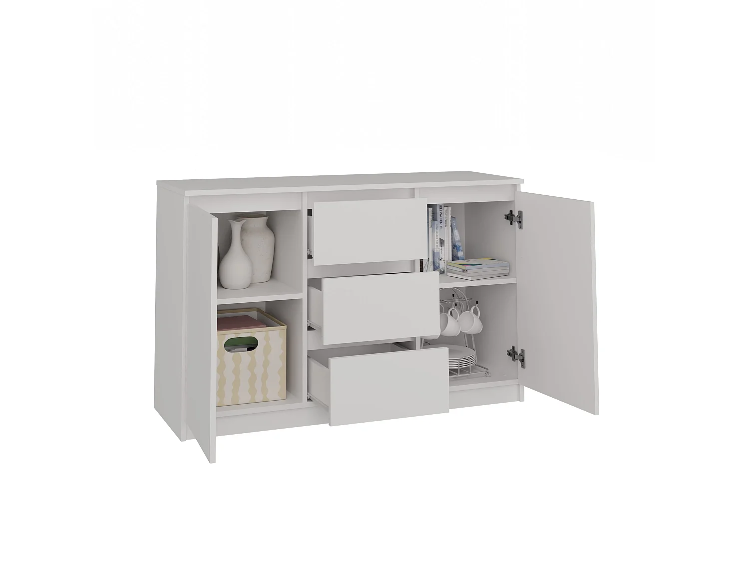 Madia 120 cm con cassetti e ante bianco MT8