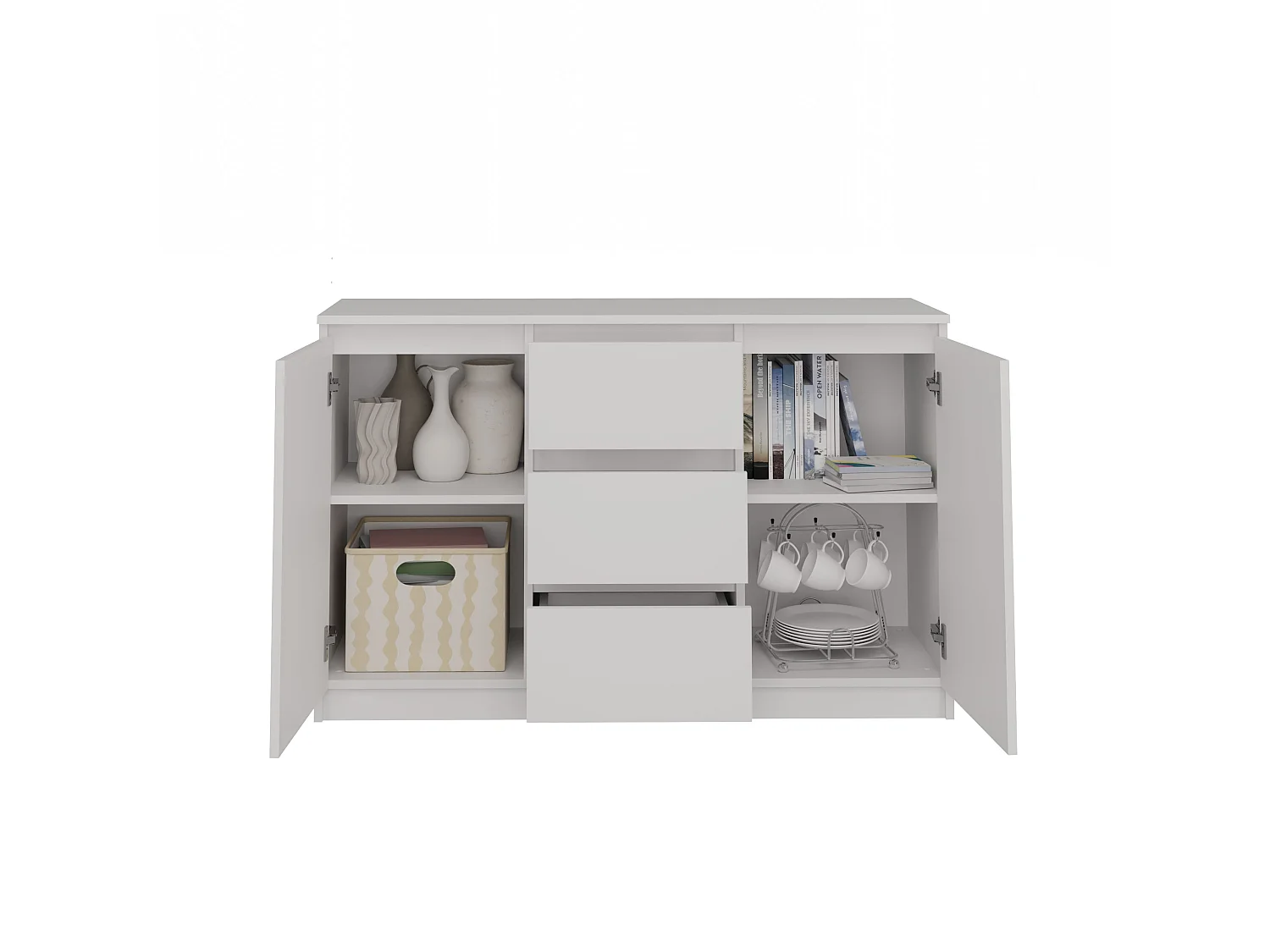 Madia 120 cm con cassetti e ante bianco MT8