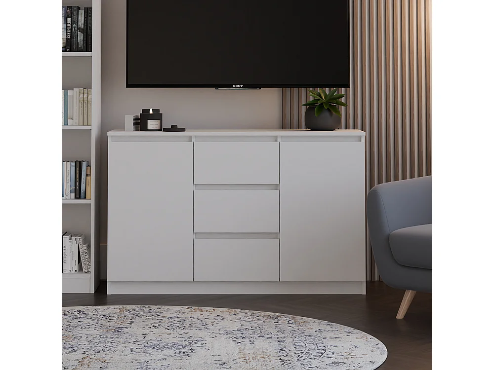 Madia 120 cm con cassetti e ante bianco MT8