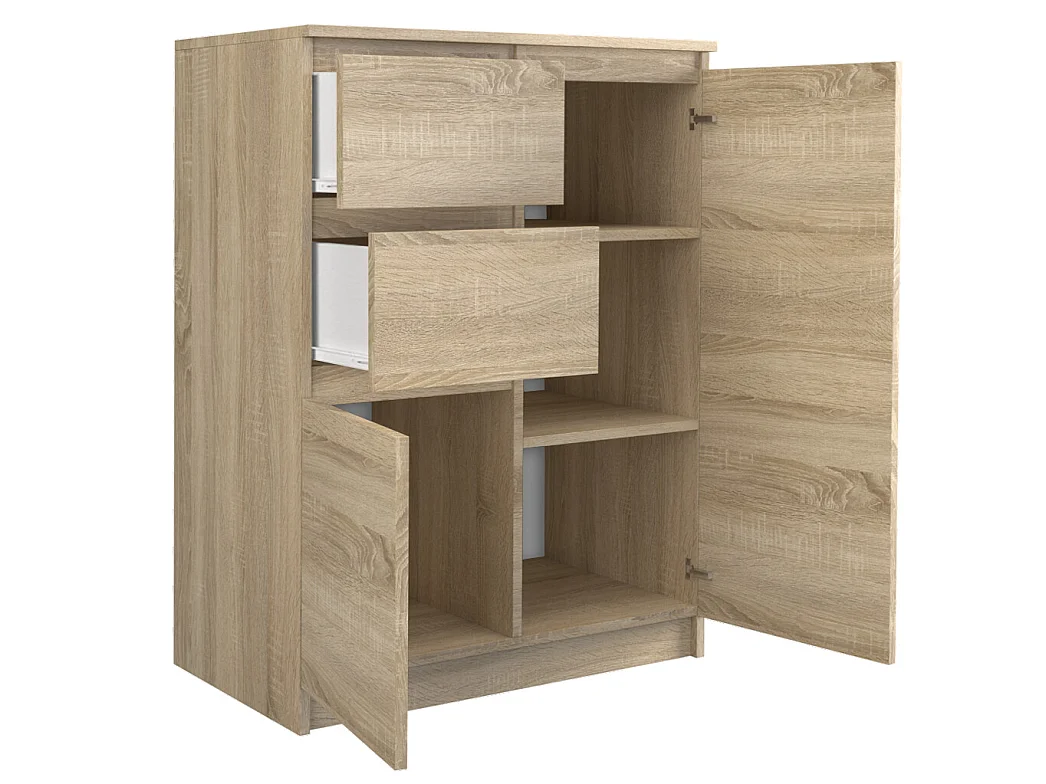Madia da soggiorno 70X97 a 2 ante e 2 cassetti rovere chiaro MT7