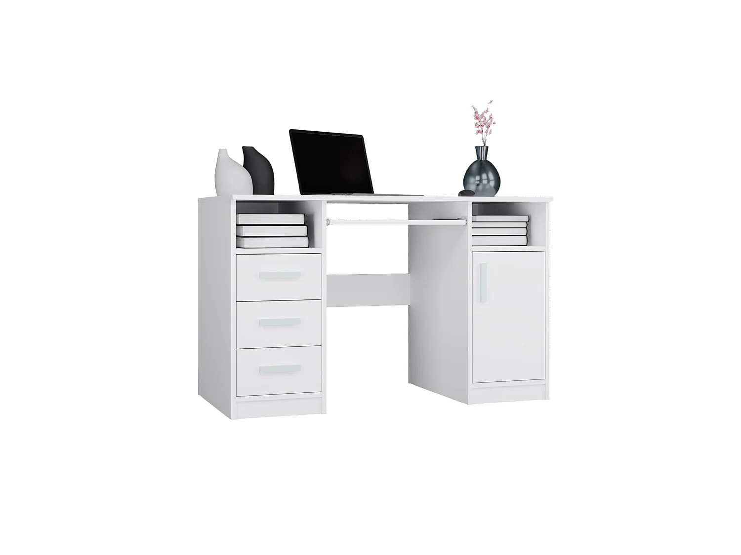 Scrivania 120x75 cm con ante e cassetti bianco SCT10