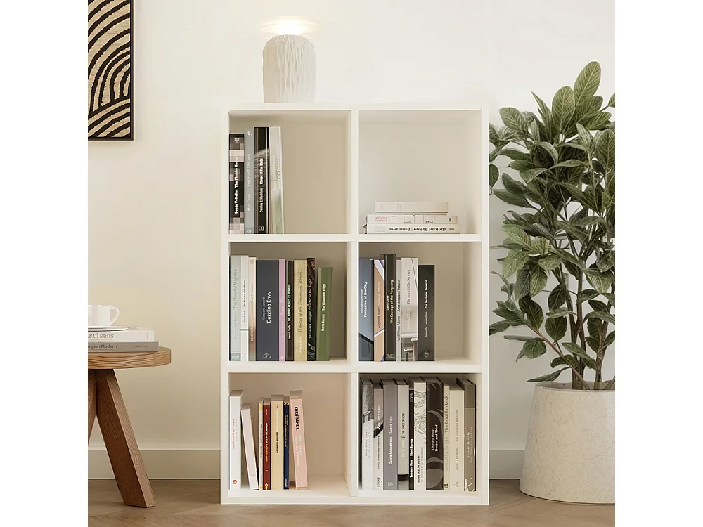 Libreria piccola 90x60 cm a 6 vani bianco opaco LBT18