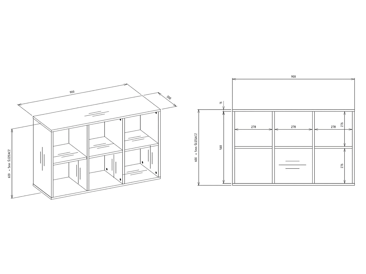 Libreria piccola 90x60 cm a 6 vani bianco opaco LBT18