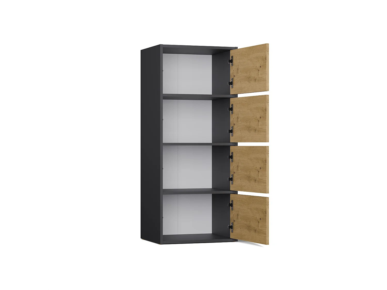 Mobile multiuso 50x119 cm con ante tip-on rovere/antracite MMT1