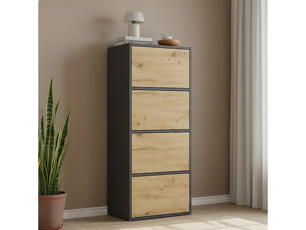 Mobile multiuso 50x119 cm con ante tip-on rovere/antracite MMT1