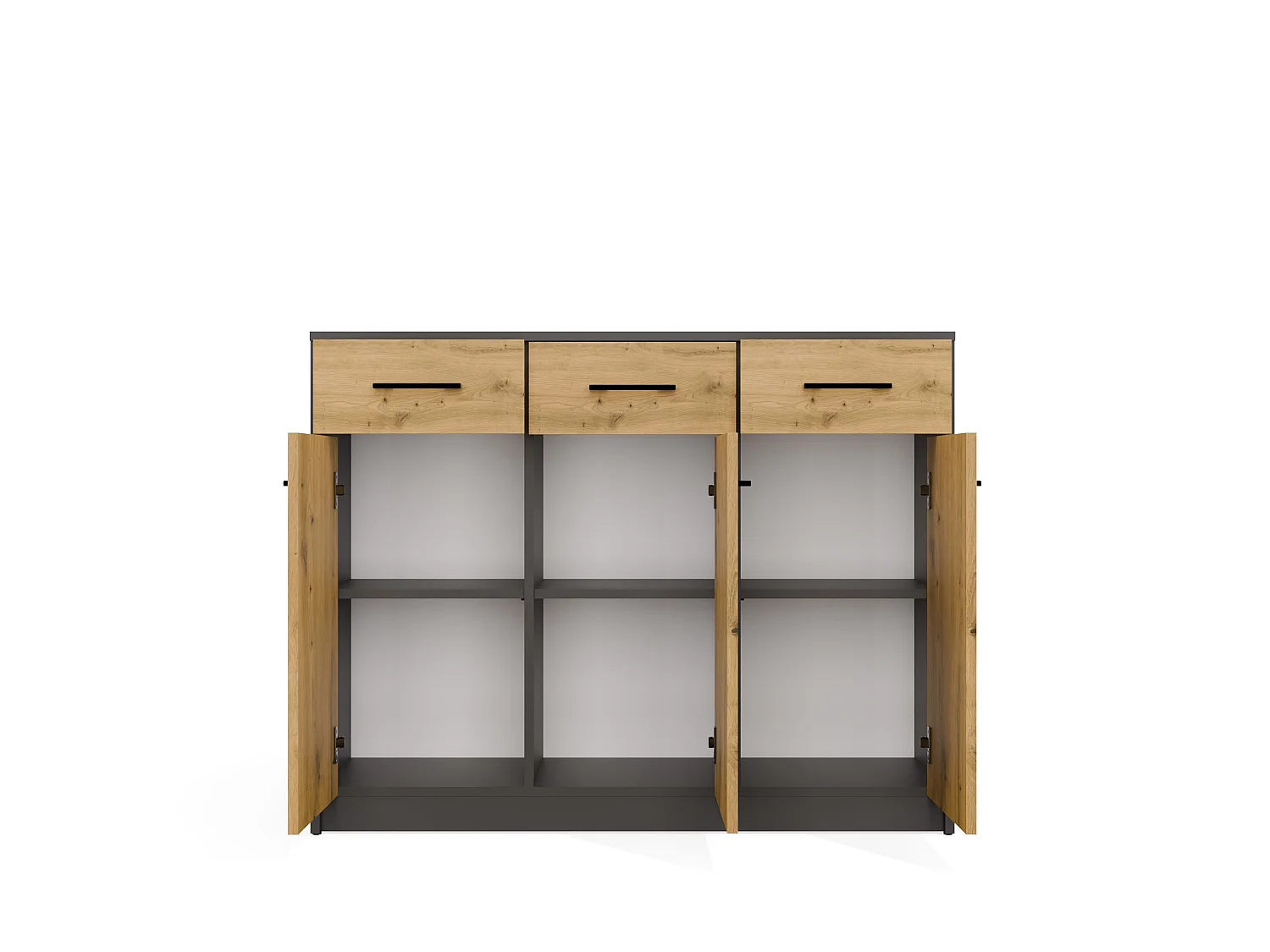 Madia moderna 109 cm 3 ante e 3 cassetti in rovere e antracite MT14