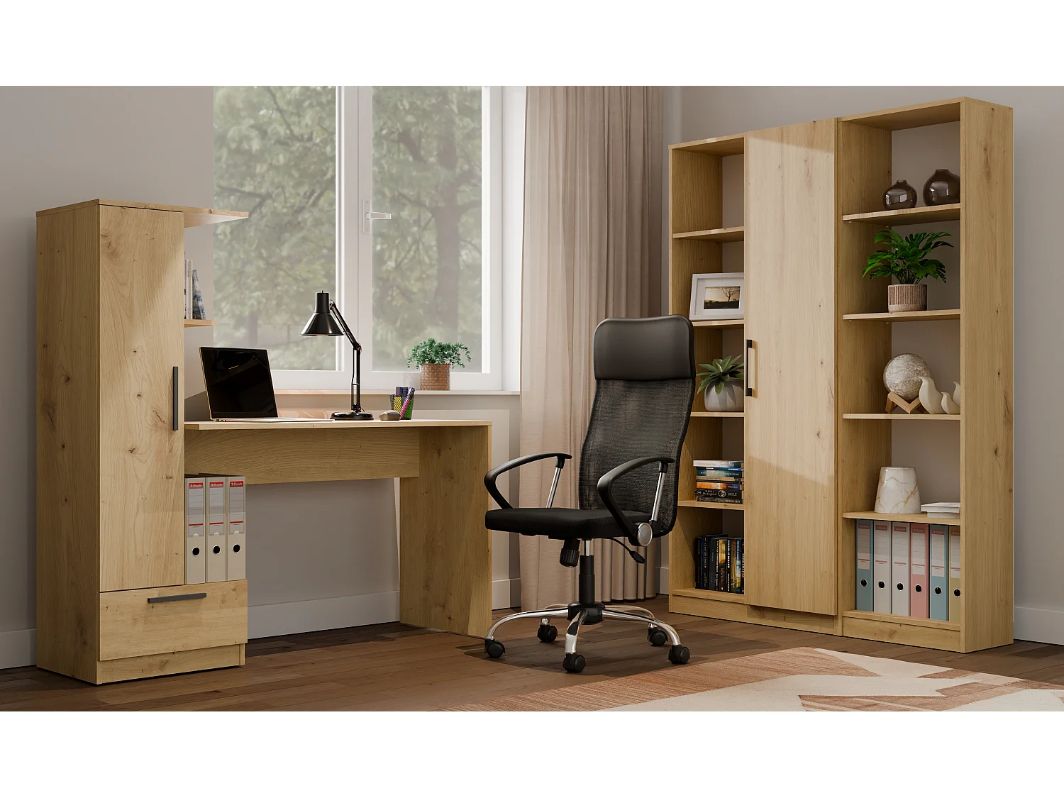Scrivania 143x140 cm con armadio in rovere SCT18