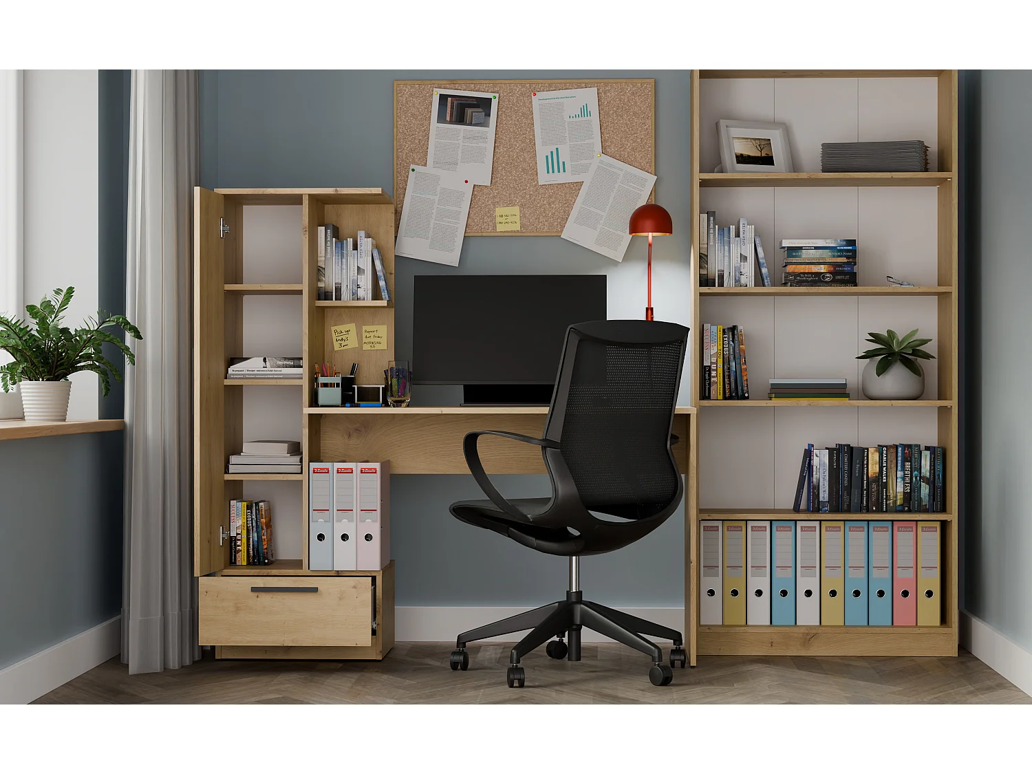 Scrivania 143x140 cm con armadio in rovere SCT18