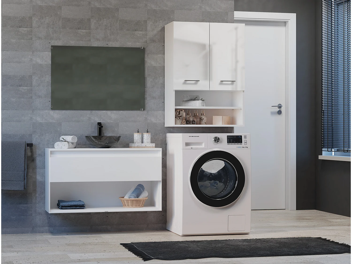 Pensile bagno 64x90x30 cm doppia anta bianco lucido PBT6