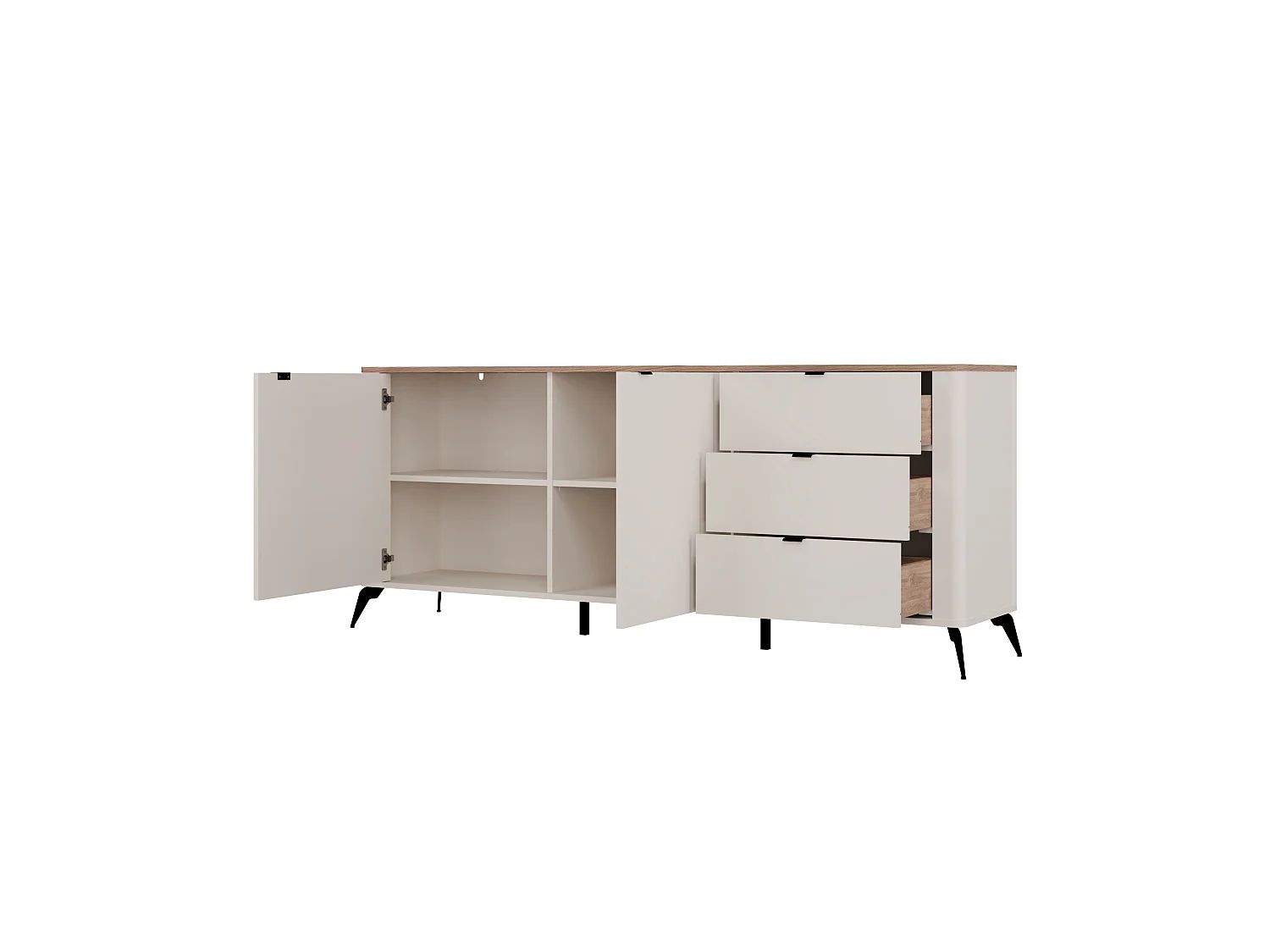 Madia da soggiorno 183x75 cm in beige e rovere MT2