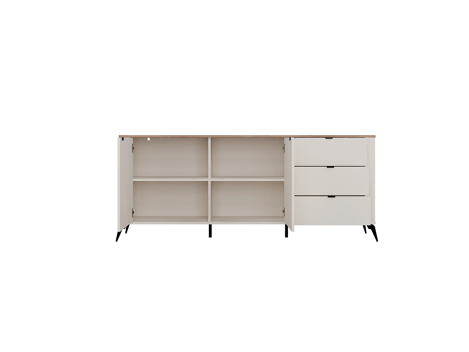 Madia da soggiorno 183x75 cm in beige e rovere MT2