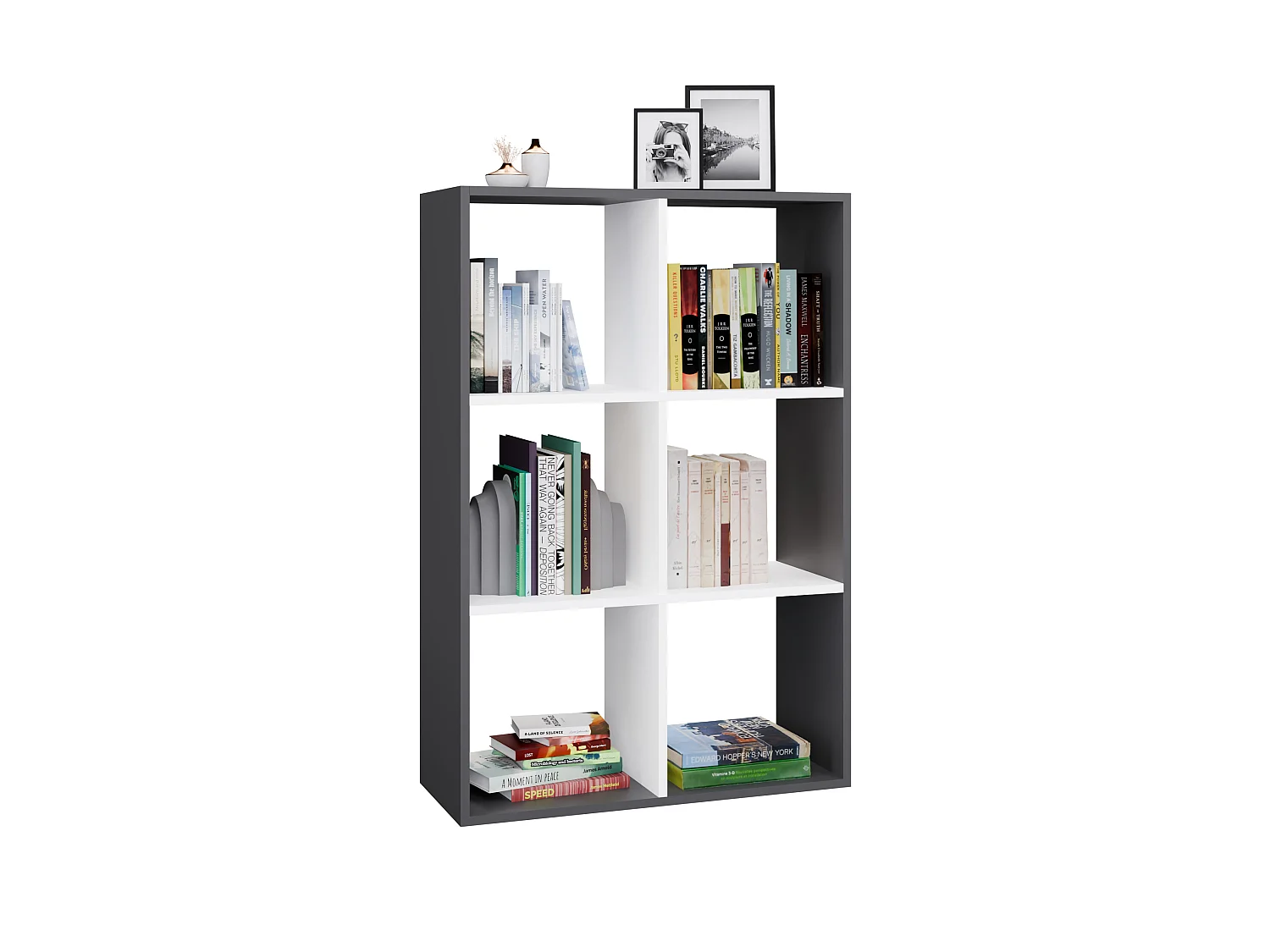 Libreria salvaspazio 110x75 cm bianco/antracite LBT14
