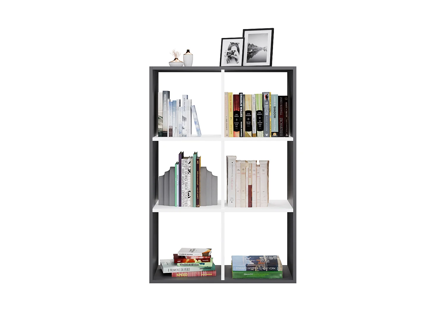 Libreria salvaspazio 110x75 cm bianco/antracite LBT14